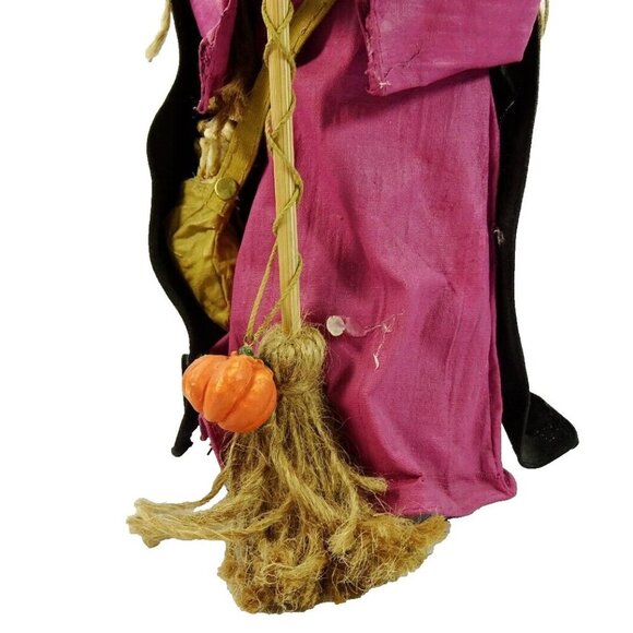 Halloween Vintage Witch Paper Mache Green Skin Tabletop Statue Figurine Big V - Picture 2 of 12